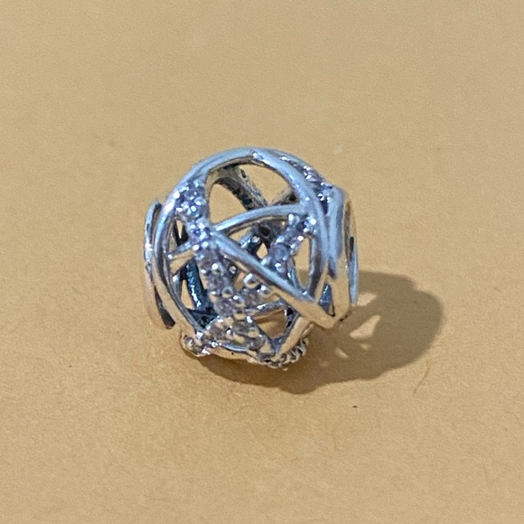 Pandora Sparkling Lines Openwork Charm , New . - Picture 8 of 9